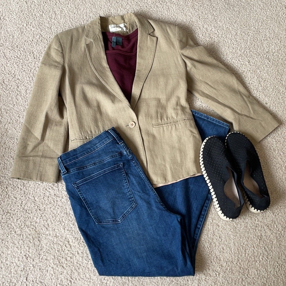 Vintage Jones of New York Tan Natural Linen Blazer 8